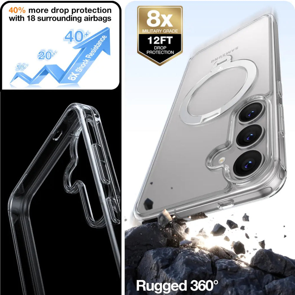 Puzdro MagSafe pre Samsung Galaxy S25+ S936, Torras, Ostand Spin, Priehľadné