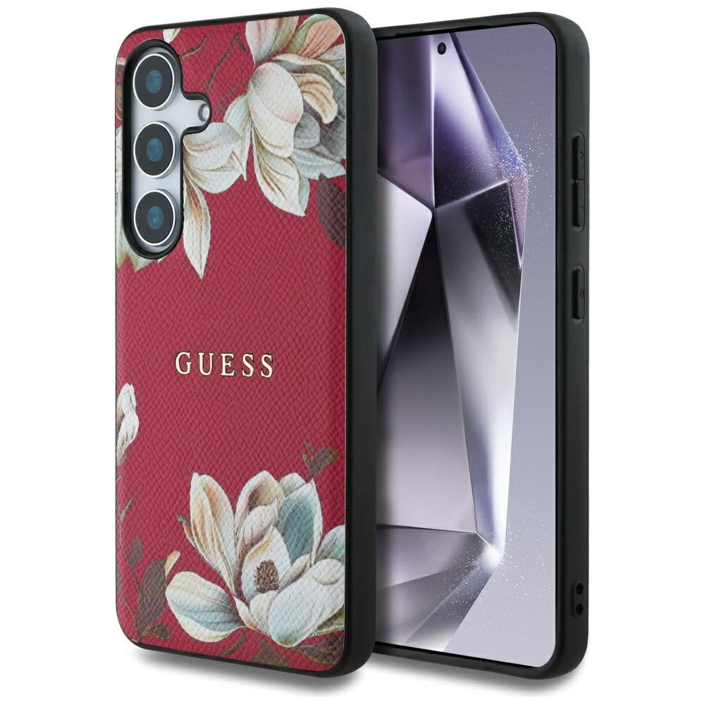 Puzdro MagSafe pre Samsung Galaxy S25 S931, Guess, Grained Flowers, Fucsia