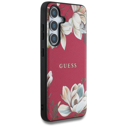 Puzdro MagSafe pre Samsung Galaxy S25 S931, Guess, Grained Flowers, Fucsia