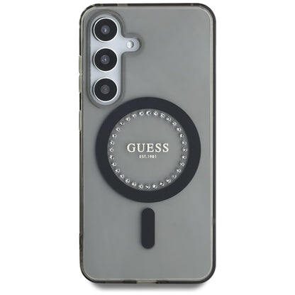 Puzdro MagSafe pre Samsung Galaxy S25 S931, Guess, IML Rhinestone, Čierne