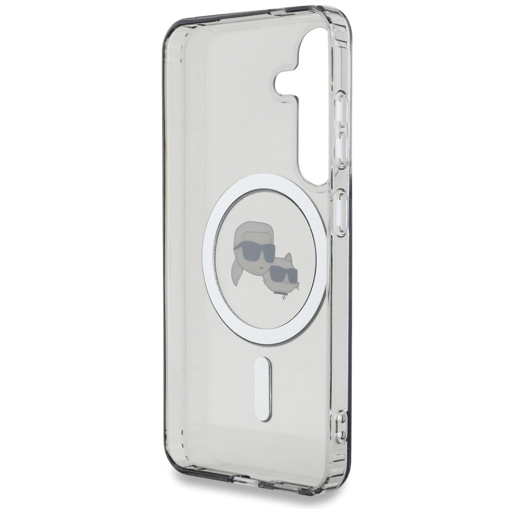 Puzdro MagSafe pre Samsung Galaxy S25 S931, Karl Lagerfeld, IML Metal Karl & Choupette's Heads, Čierne