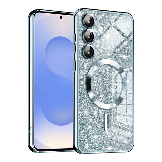 MagSafe puzdro pre Samsung Galaxy S25 S931, Techsuit, Luxury Glitter, Bleu