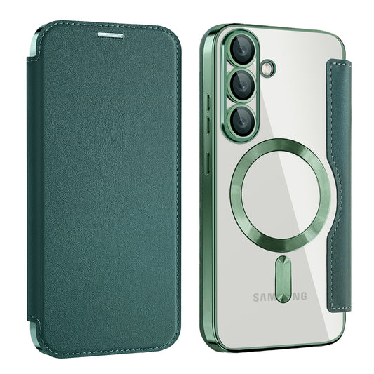 MagSafe Case for Samsung Galaxy S25 S931, Techsuit, SmartMag Book, Green