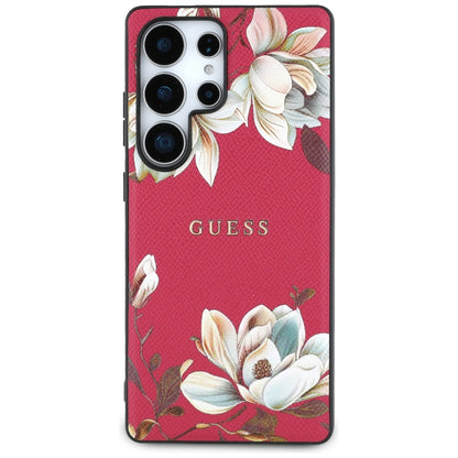 Puzdro MagSafe pre Samsung Galaxy S25 Ultra S938, Guess, Grained Flowers, Fucsia