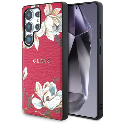 Puzdro MagSafe pre Samsung Galaxy S25 Ultra S938, Guess, Grained Flowers, Fucsia