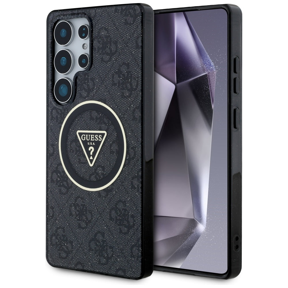 Puzdro MagSafe pre Samsung Galaxy S25 Ultra S938, Guess, IML Glitter 4G Circle Triangle, Čierne