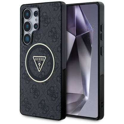 Puzdro MagSafe pre Samsung Galaxy S25 Ultra S938, Guess, IML Glitter 4G Circle Triangle, Čierne