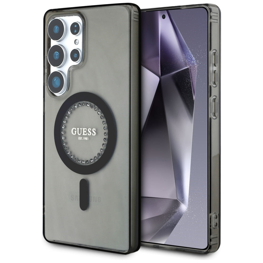 Puzdro MagSafe pre Samsung Galaxy S25 Ultra S938, Guess, IML Rhinestone, Čierne