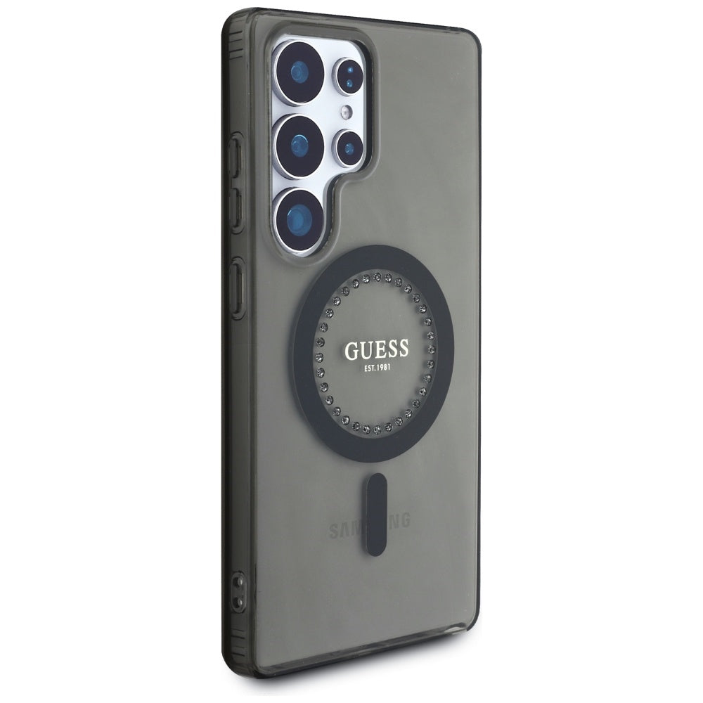 Puzdro MagSafe pre Samsung Galaxy S25 Ultra S938, Guess, IML Rhinestone, Čierne
