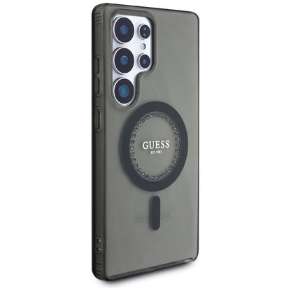Puzdro MagSafe pre Samsung Galaxy S25 Ultra S938, Guess, IML Rhinestone, Čierne