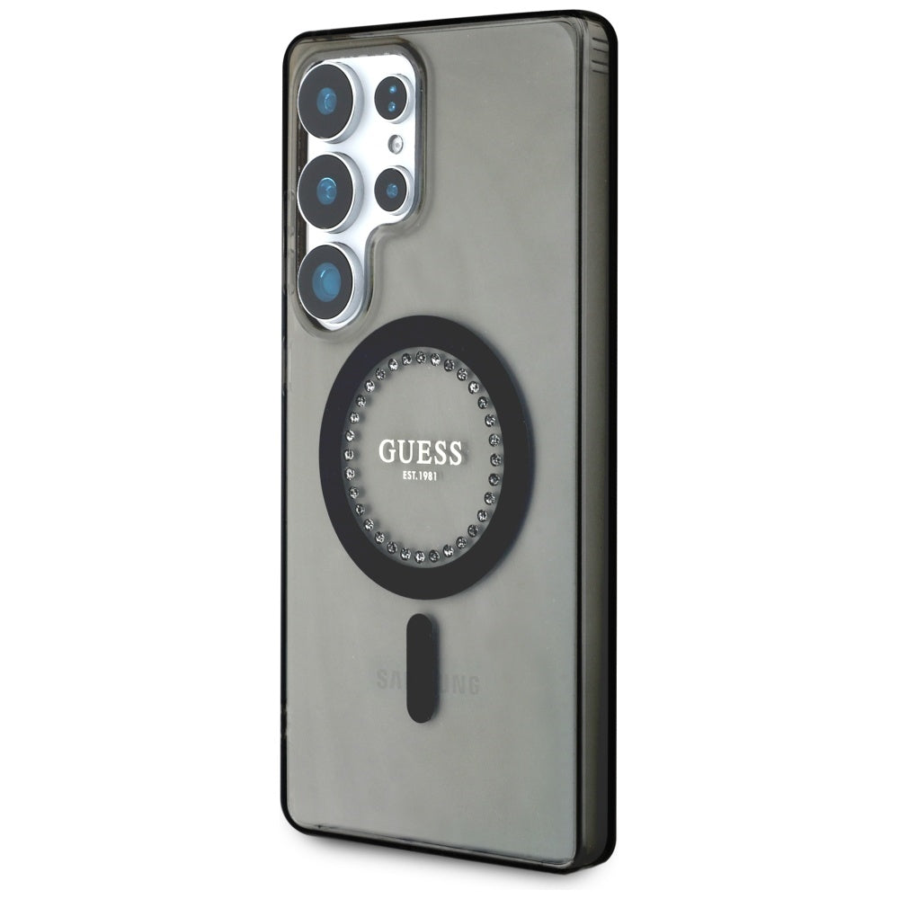 Puzdro MagSafe pre Samsung Galaxy S25 Ultra S938, Guess, IML Rhinestone, Čierne