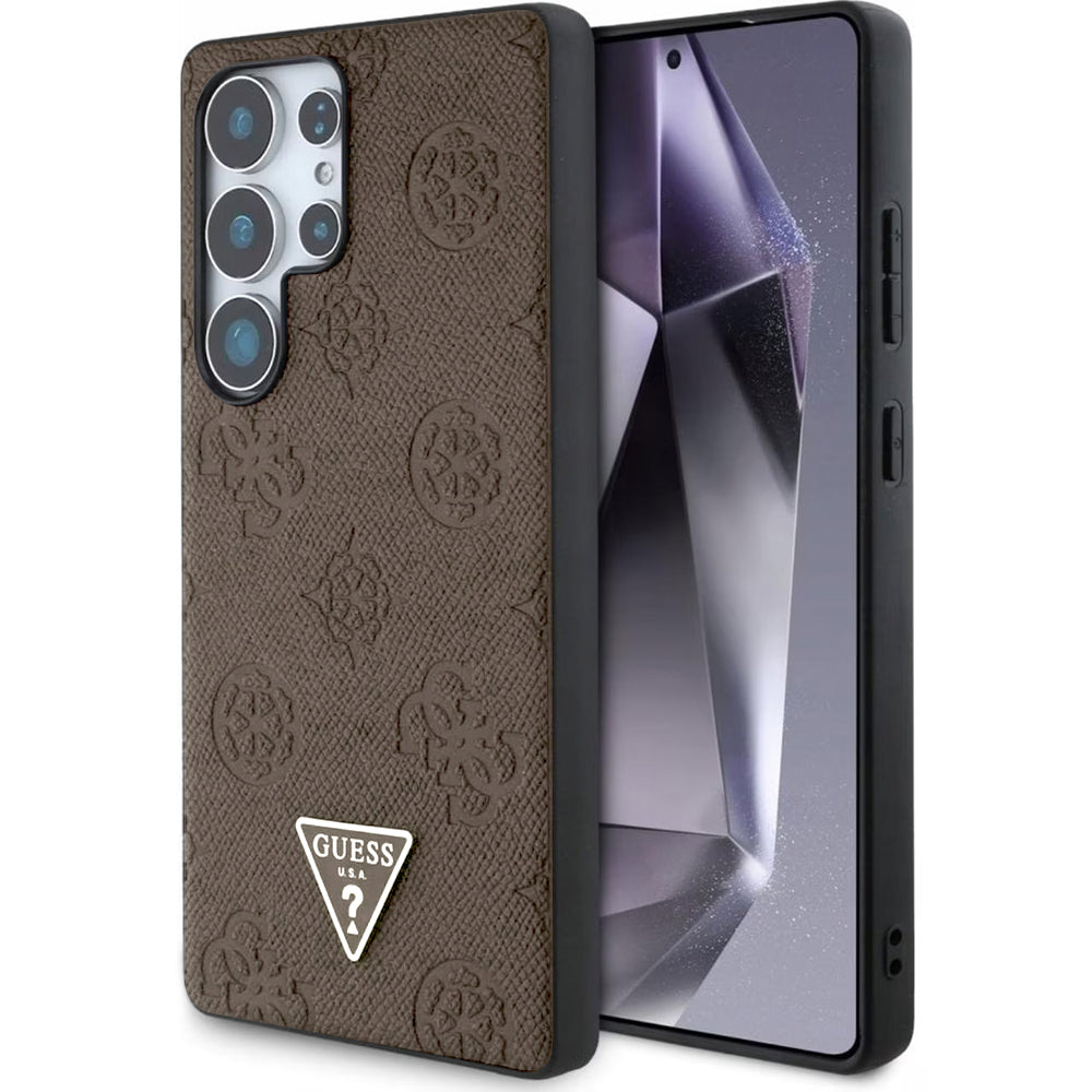 Puzdro MagSafe pre Samsung Galaxy S25 Ultra S938, Guess, Peony Grained Hot Stamp Triangle, Hnedé