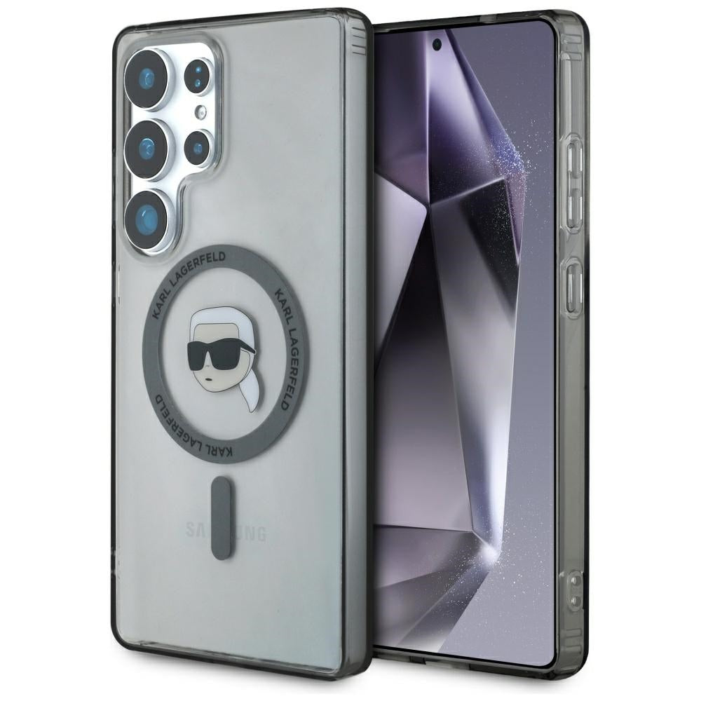 Puzdro MagSafe pre Samsung Galaxy S25 Ultra S938, Karl Lagerfeld, IML Karl's Head, Čierne
