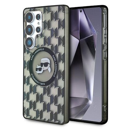 Puzdro MagSafe pre Samsung Galaxy S25 Ultra S938, Karl Lagerfeld, IML Monogram Karl & Choupette's Heads, Čierne