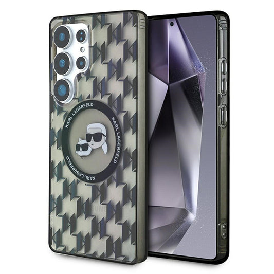 Puzdro MagSafe pre Samsung Galaxy S25 Ultra S938, Karl Lagerfeld, IML Monogram Karl & Choupette's Heads, Čierne