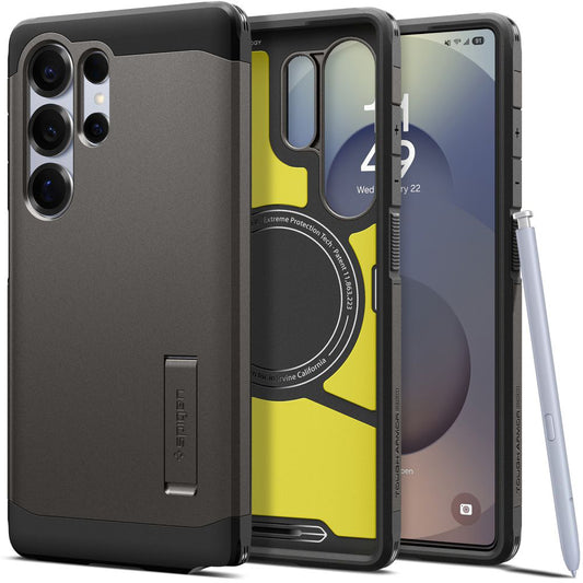 Puzdro MagSafe pre Samsung Galaxy S25 Ultra S938, Spigen, Tough Armor, Sivé