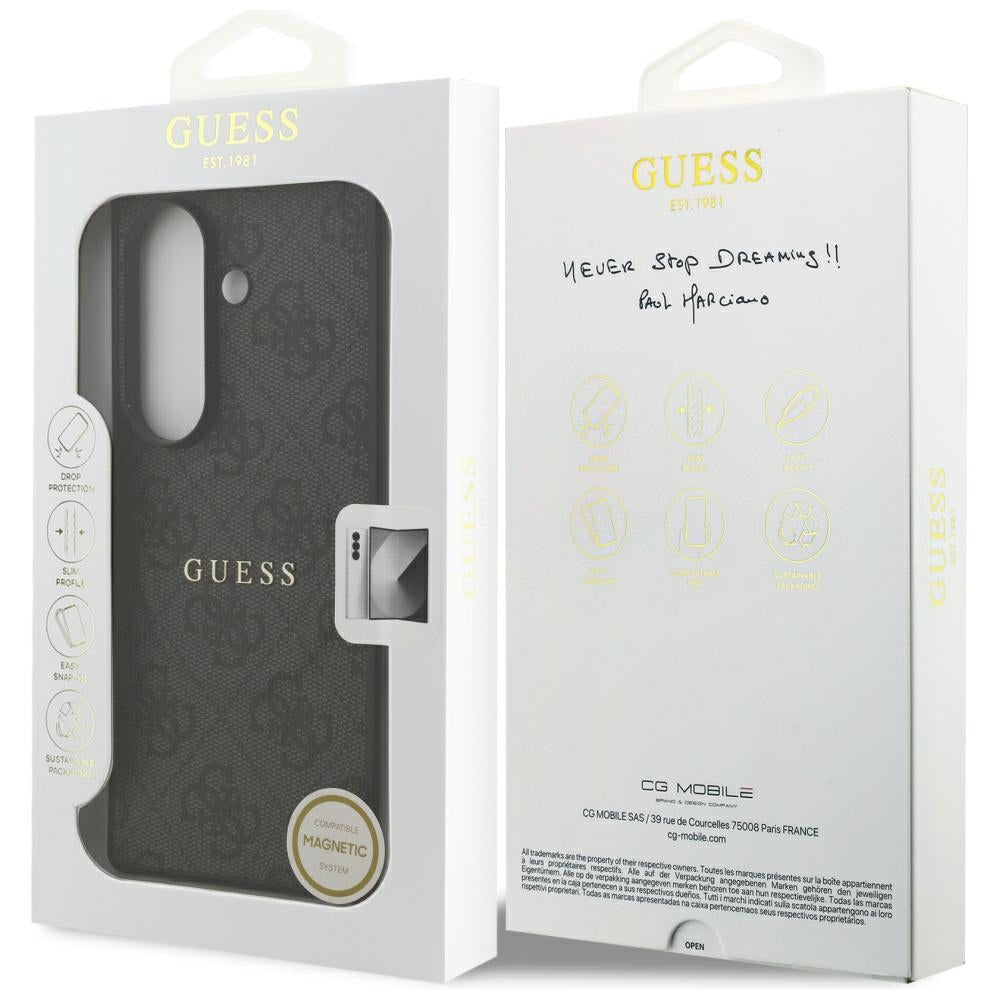MagSafe puzdro pre Samsung Galaxy S26 FE S741, Guess, 4G Embossed Ring Classic Logo, čierne