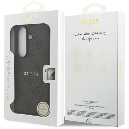 MagSafe puzdro pre Samsung Galaxy S26 FE S741, Guess, 4G Embossed Ring Classic Logo, čierne