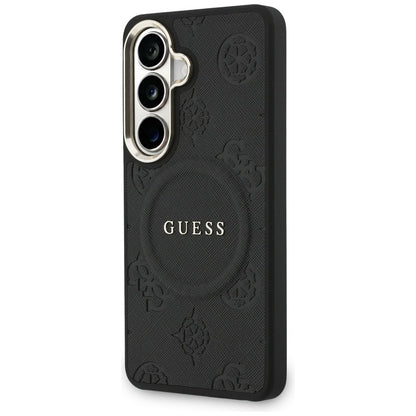 Puzdro MagSafe pre Samsung Galaxy S26 Plus S947, GUESS, Saffiano Peony Embossed Ring, Čierne