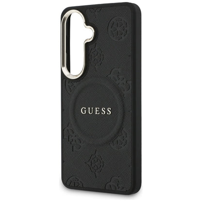 Puzdro MagSafe pre Samsung Galaxy S26 Plus S947, GUESS, Saffiano Peony Embossed Ring, Čierne