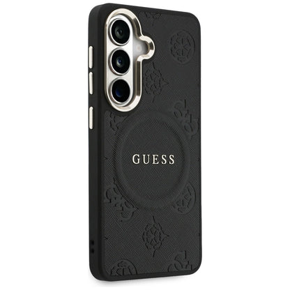 Puzdro MagSafe pre Samsung Galaxy S26 Plus S947, GUESS, Saffiano Peony Embossed Ring, Čierne