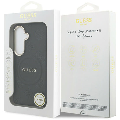Puzdro MagSafe pre Samsung Galaxy S26 Plus S947, GUESS, Saffiano Peony Embossed Ring, Čierne