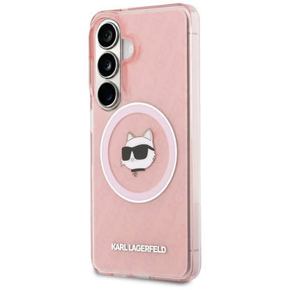 Puzdro MagSafe pre Samsung Galaxy S26 Plus S947, Karl Lagerfeld, IML Choupette Head on KL Repeated Logo, Ružová