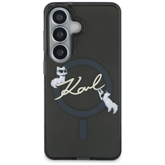 MagSafe puzdro pre Samsung Galaxy S26 Plus S947, Karl Lagerfeld, IML Choupette Karl Script Logo, Čierna