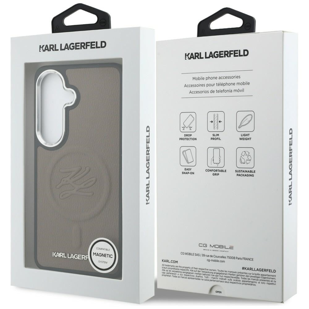 Puzdro MagSafe pre Samsung Galaxy S26 Plus S947, Karl Lagerfeld, Initial Logo Debossed, Hnedá