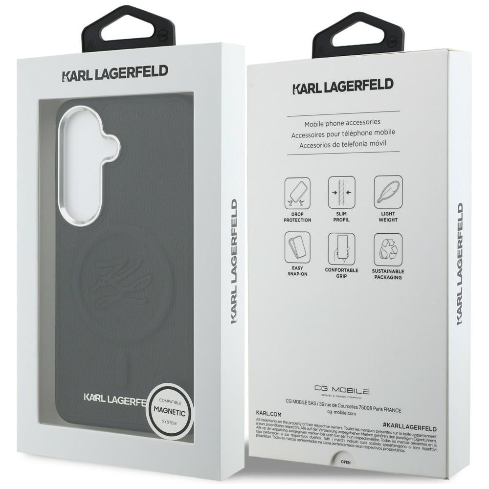 Puzdro MagSafe pre Samsung Galaxy S26 Plus S947, Karl Lagerfeld, Initial Logo Debossed, Čierne