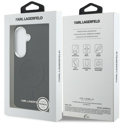 Puzdro MagSafe pre Samsung Galaxy S26 Plus S947, Karl Lagerfeld, Initial Logo Debossed, Čierne