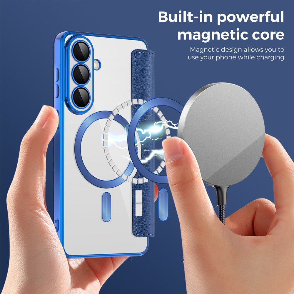 Puzdro MagSafe pre Samsung Galaxy S26 Plus, Techsuit, SmartMag Book, Modrá