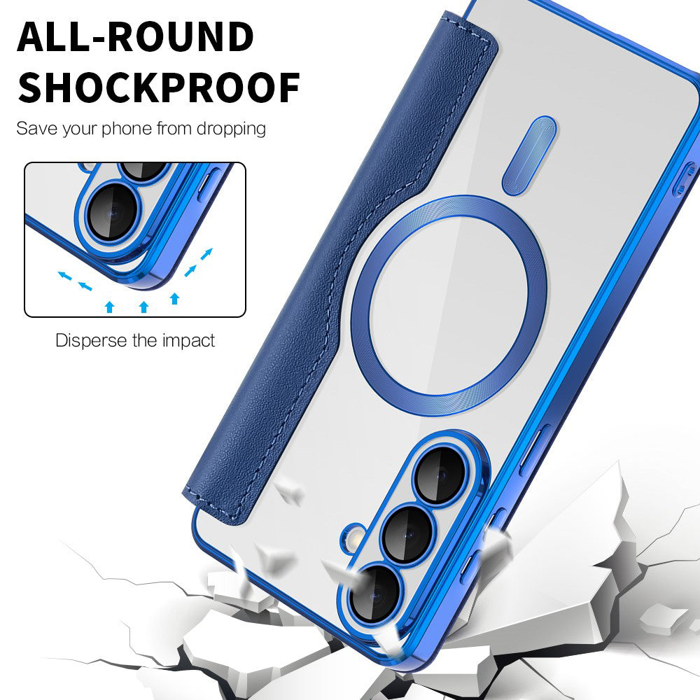 Puzdro MagSafe pre Samsung Galaxy S26 Plus, Techsuit, SmartMag Book, Modrá