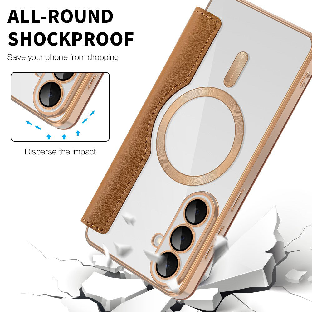 Puzdro MagSafe pre Samsung Galaxy S26 Plus, Techsuit, SmartMag Book, Hnedá