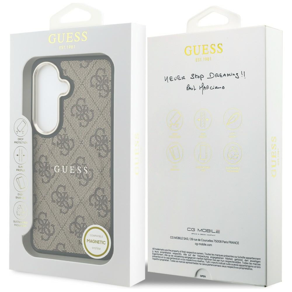 Puzdro MagSafe pre Samsung Galaxy S26 S942, Guess, 4G Embossed Ring, Hnedé