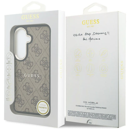 Puzdro MagSafe pre Samsung Galaxy S26 S942, Guess, 4G Embossed Ring, Hnedé