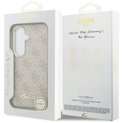 Puzdro MagSafe pre Samsung Galaxy S26 S942, Guess, 4G Script Logo, Ružové