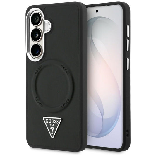 Puzdro MagSafe pre Samsung Galaxy S26 S942, Guess, Embossed Ring Triangle Logo, Čierne