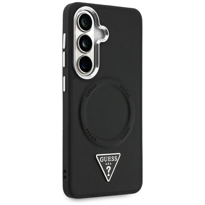 MagSafe Case for Samsung Galaxy S26 S942, Guess, Embossed Ring Triangle Logo, Black