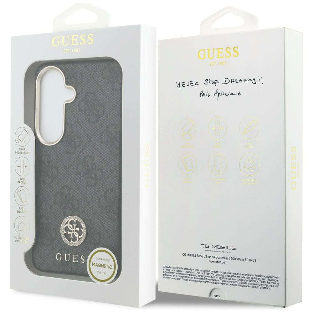 Puzdro MagSafe pre Samsung Galaxy S26 S942, Guess, Rhinestone Round Logo, Čierne