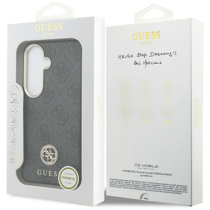 Puzdro MagSafe pre Samsung Galaxy S26 S942, Guess, Rhinestone Round Logo, Čierne
