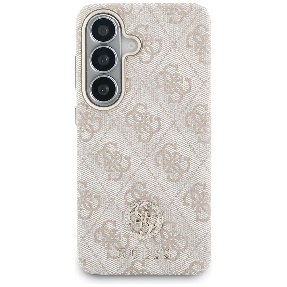Puzdro MagSafe pre Samsung Galaxy S26 S942, Guess, Rhinestone Round Logo, Ružové