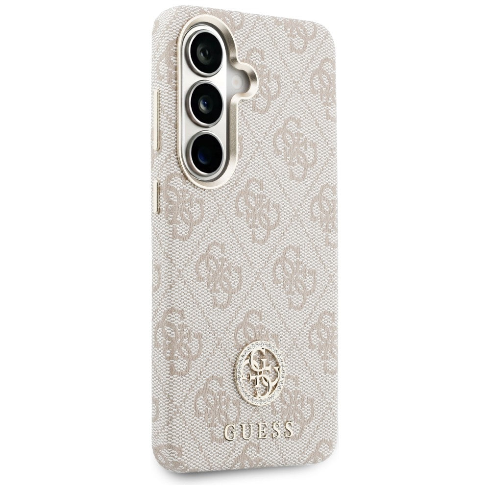 Puzdro MagSafe pre Samsung Galaxy S26 S942, Guess, Rhinestone Round Logo, Ružové