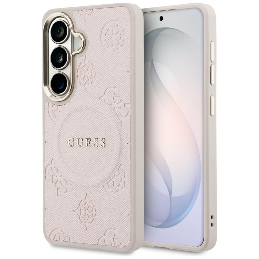 Puzdro MagSafe pre Samsung Galaxy S26 S942, Guess, Saffiano Peony Embossed Ring, Ružová