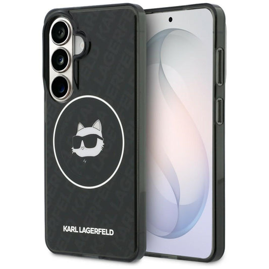 Puzdro MagSafe pre Samsung Galaxy S26 S942, Karl Lagerfeld, IML Choupette Head on KL Repeated Logo, Čierne