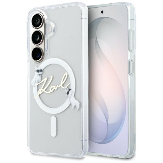 MagSafe puzdro pre Samsung Galaxy S26 S942, Karl Lagerfeld, IML Choupette Karl Script Logo, Biela