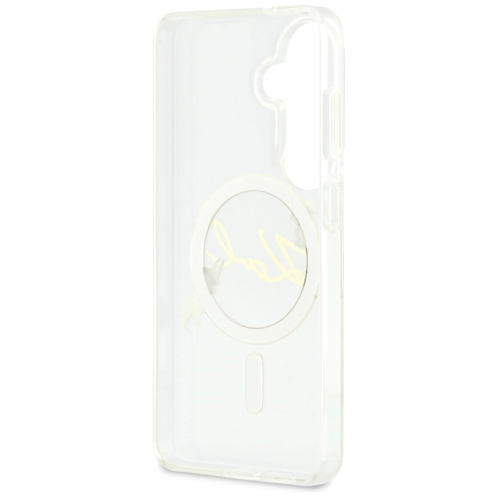 MagSafe Case for Samsung Galaxy S26 S942, Karl Lagerfeld, IML Choupette Karl Script Logo, White