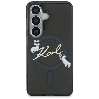 MagSafe puzdro pre Samsung Galaxy S26 S942, Karl Lagerfeld, IML Choupette Karl Script Logo, čierne