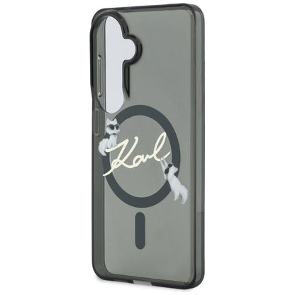 MagSafe puzdro pre Samsung Galaxy S26 S942, Karl Lagerfeld, IML Choupette Karl Script Logo, čierne