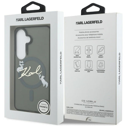 MagSafe puzdro pre Samsung Galaxy S26 S942, Karl Lagerfeld, IML Choupette Karl Script Logo, čierne